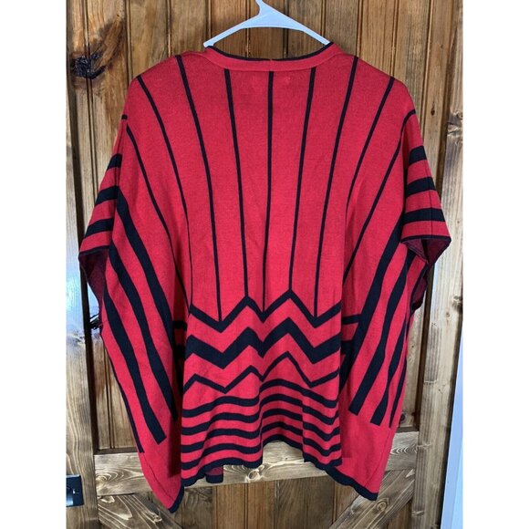 Kim Rogers Red and Black Sleeveless Cardigan Size Small - Picture 3 of 6